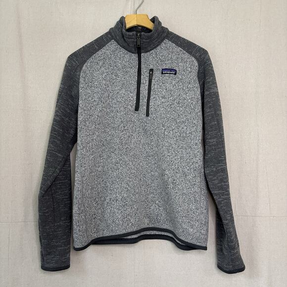 Patagonia Two Tone 1/4 Zip Pullover Fleece Men Medium Grey Athleisure Activewear - Picture 1 of 8